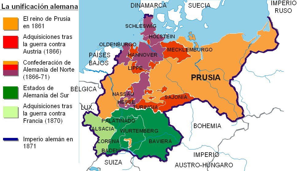 Resultado de imagen de mapa de la unificacion alemana